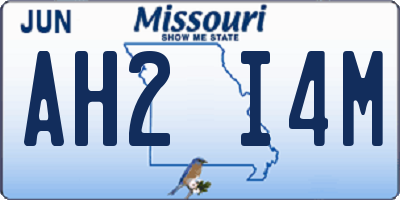 MO license plate AH2I4M