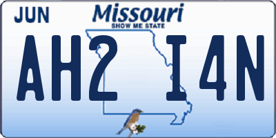 MO license plate AH2I4N