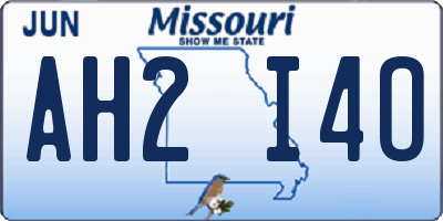 MO license plate AH2I4O