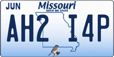 MO license plate AH2I4P