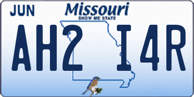 MO license plate AH2I4R