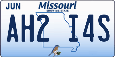 MO license plate AH2I4S