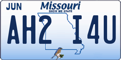 MO license plate AH2I4U