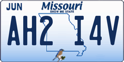 MO license plate AH2I4V