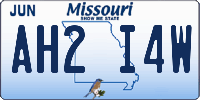 MO license plate AH2I4W