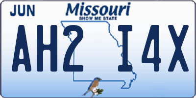 MO license plate AH2I4X