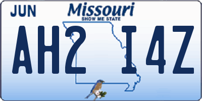 MO license plate AH2I4Z