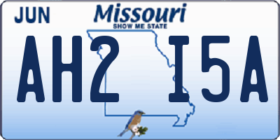 MO license plate AH2I5A