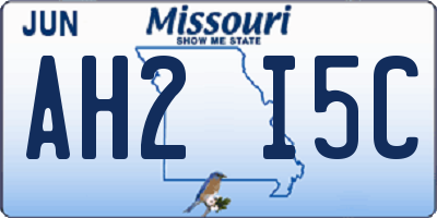MO license plate AH2I5C