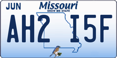 MO license plate AH2I5F