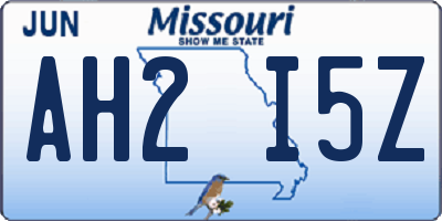 MO license plate AH2I5Z