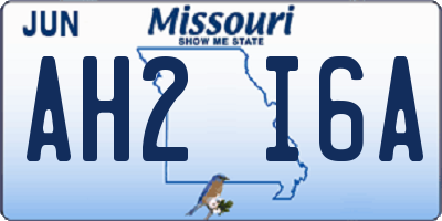 MO license plate AH2I6A
