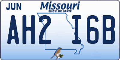 MO license plate AH2I6B