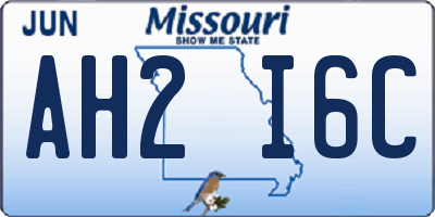 MO license plate AH2I6C