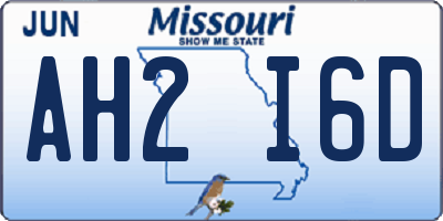 MO license plate AH2I6D
