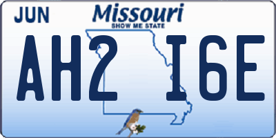 MO license plate AH2I6E