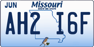 MO license plate AH2I6F