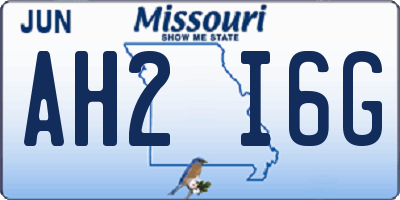 MO license plate AH2I6G