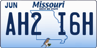MO license plate AH2I6H