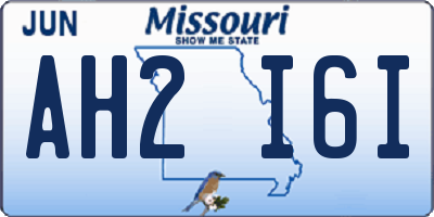 MO license plate AH2I6I