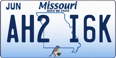 MO license plate AH2I6K