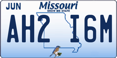 MO license plate AH2I6M