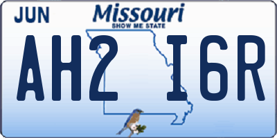 MO license plate AH2I6R
