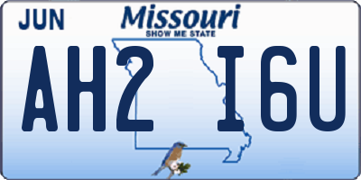 MO license plate AH2I6U