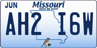 MO license plate AH2I6W