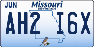 MO license plate AH2I6X