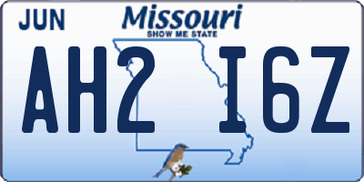 MO license plate AH2I6Z