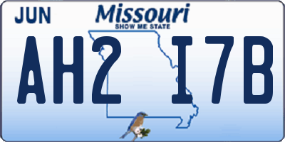 MO license plate AH2I7B