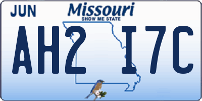 MO license plate AH2I7C