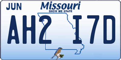MO license plate AH2I7D