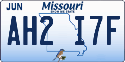 MO license plate AH2I7F