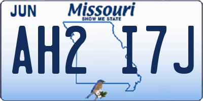 MO license plate AH2I7J