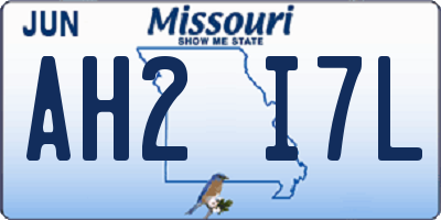 MO license plate AH2I7L