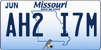 MO license plate AH2I7M