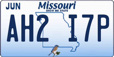 MO license plate AH2I7P