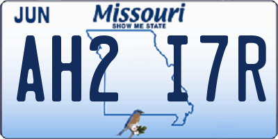 MO license plate AH2I7R