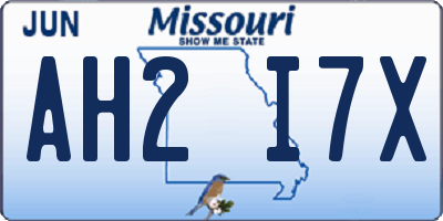 MO license plate AH2I7X