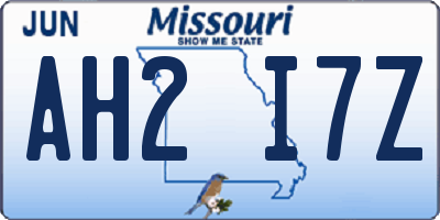 MO license plate AH2I7Z