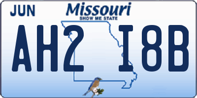 MO license plate AH2I8B