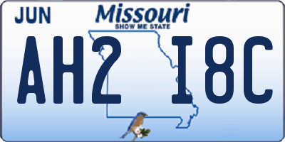 MO license plate AH2I8C