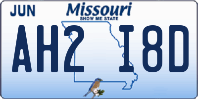 MO license plate AH2I8D