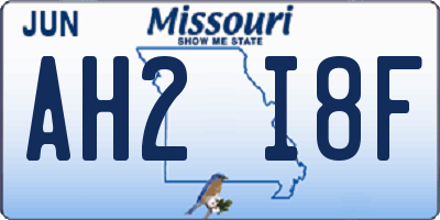 MO license plate AH2I8F