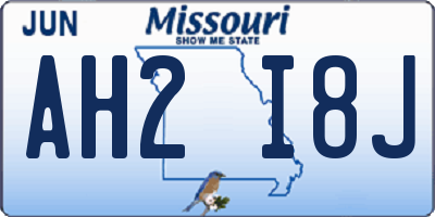 MO license plate AH2I8J