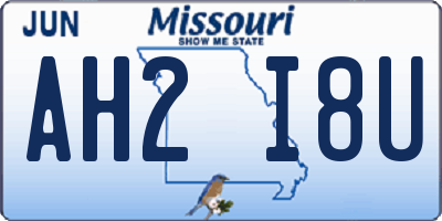 MO license plate AH2I8U