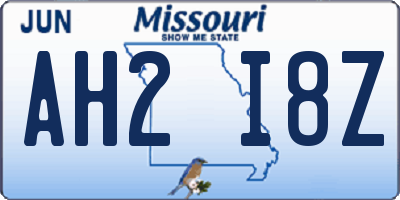 MO license plate AH2I8Z