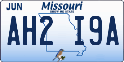 MO license plate AH2I9A